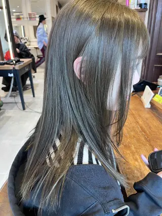 ロング カラー Vicky オリーブ メンズカジュアルのヘアスタイル