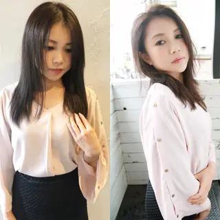 セミロング 髪質改善縮毛矯正 専門店のヘアスタイル