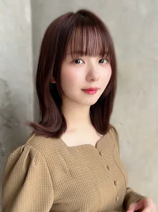 ミディアム カラー パーマ 新宿✨顔周りカット 韓国ヘア/坂本亜裟海のヘアスタイル