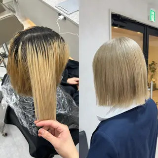 ショート カラー トウマ｜色落ちまで可 愛いハイトーン✨横浜のヘアスタイル