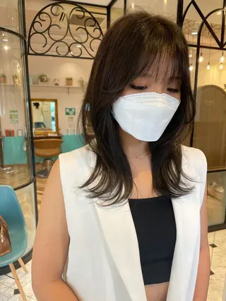 セミロング カラー レイヤー/韓国ヘア 縮毛矯正🫧鈴木颯のヘアスタイル