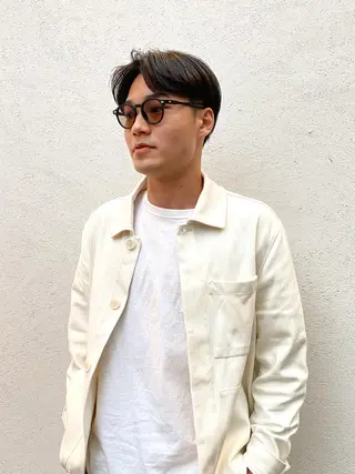 パーマ メンズ ボブ/ミニボブ 透明感カラーkadoのヘアスタイル