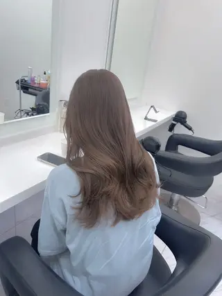 ロング カラー パーマ ヘアアレンジ メンズ キッズ ブリーチなしカラー/ ブラウン/レイヤーのヘアスタイル