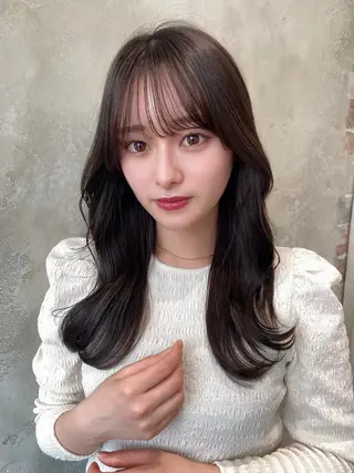 セミロング カラー 顔周り/くびれヘア 韓国ヘア💕風間るなのヘアスタイル