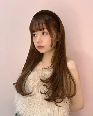 カラー 🐰チナ🐰 暖色ベージュ/顔周りのヘアスタイル