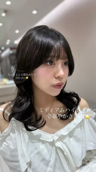 ミディアム 銀座/レイヤー/ 透明感カラー✨りくのヘアスタイル