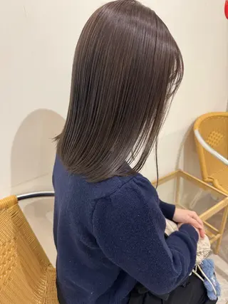 セミロング カラー Peyp博多 SORAモデル募集のヘアスタイル