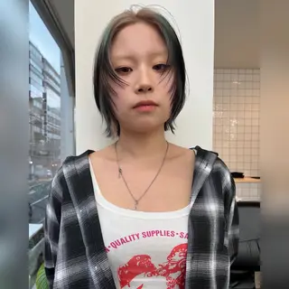 ミディアム カラー ムード造るハイトーン ケアブリーチ/ユウキのヘアスタイル