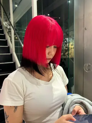 ミディアム カラー mao/天神ブリーチ ハイトーンカラーのヘアスタイル