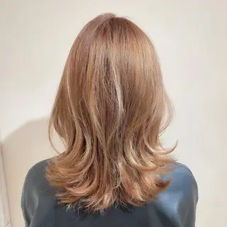 ミディアム カラー 顔まわりカット🌟 くびれヘア/寺門遥輝のヘアスタイル