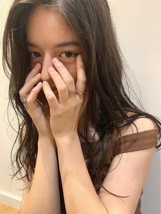 セミロング カラー 透明感カラー👑 井上美乃里のヘアスタイル
