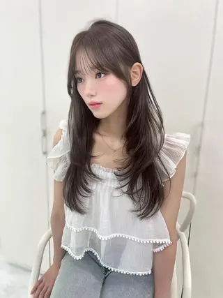 カラー ふわっと抜け感🥣 ブラウンベージュ🤎のヘアスタイル