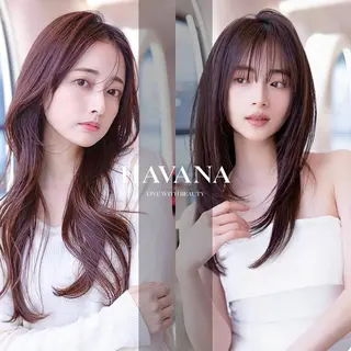セミロング カラー １HAVANA.渋谷 【レイヤー/韓国】のヘアスタイル