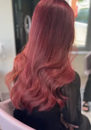 ロング カラー ヘアアレンジ レイヤー/髪質改善 縮毛/ハッシュカットのヘアスタイル