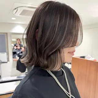 ショート カラー ボブ/縮毛矯正/美髪 似合わせ/透明感カラのヘアスタイル
