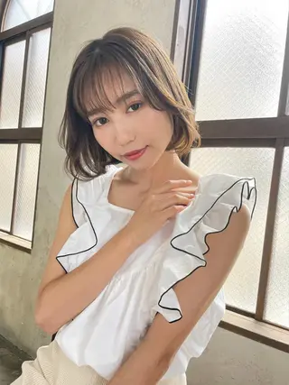 セミロング 🖤🤍石川 アイリ🤍🖤のヘアスタイル