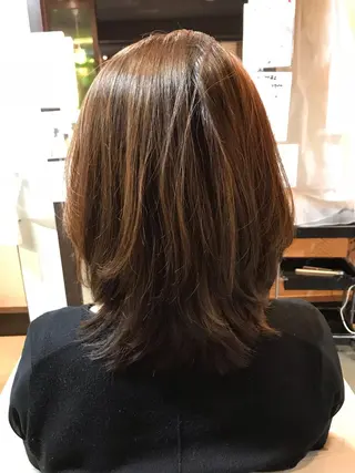ミディアム ❣️大人色気レイヤー 美髪縮毛 金山❣️のヘアスタイル