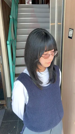 ミディアム カラー 【ブリーチ無しW】 【暗髪&暖色系】圭真のヘアスタイル