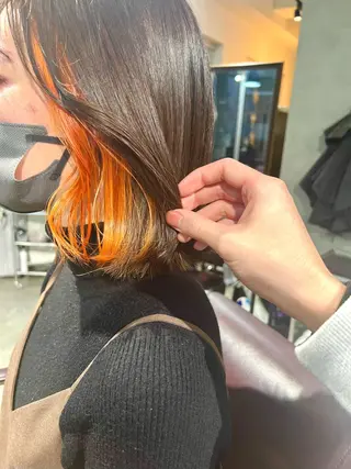 ミディアム カラー ヘアアレンジ ネイル 🌈インナーカラー ‘ショウマ’🌈のヘアスタイル