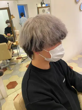 ミディアム カラー メンズ 菊池大一 溝の口パーマのヘアスタイル