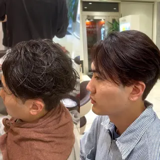 ショート パーマ メンズ メンズ毛流れ 縮毛特化/土屋丈のヘアスタイル