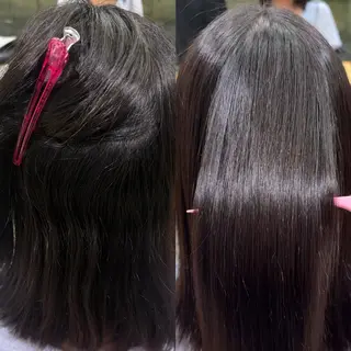 セミロング パーマ 艶カラー／縮毛矯正 ／kana‎🤍のヘアスタイル