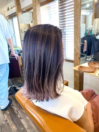ミディアム カラー ブリーチ毛対応酸性 ストレート🌈サキのヘアスタイル