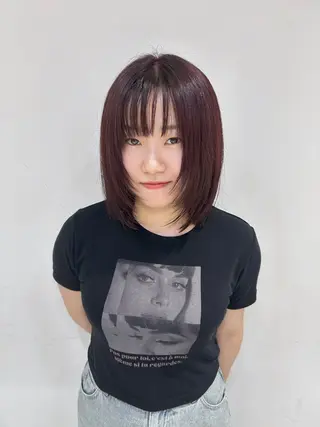 ミディアム カラー レイヤーカット⛓ hina🩶のヘアスタイル
