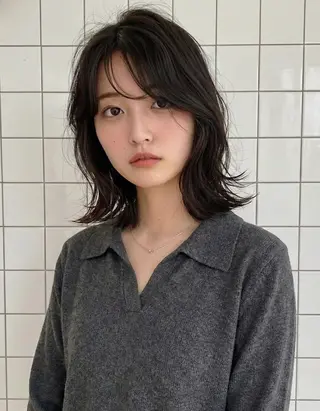 ミディアム カラー パーマ レイヤー/パーマ 透明感カラー倉持弘人のヘアスタイル