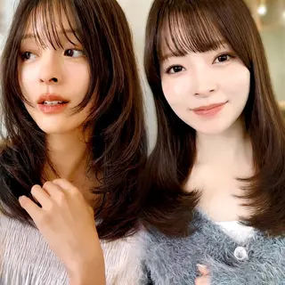 セミロング カラー RYU韓国ヘア/レイ ヤー/透明感艶カラーのヘアスタイル