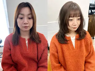 ミディアム カラー パーマ ヘアアレンジ メンズ キッズ 骨格レイヤーカット 🌿美髪縮毛矯正のヘアスタイル