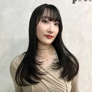 ロング 新宿/レイヤーカット 髪質改善/小顔見せのヘアスタイル