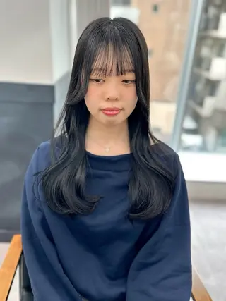 ロング カラー パーマ ヘアアレンジ メンズ キッズ レイヤーカット 🌿透け感カラーのヘアスタイル