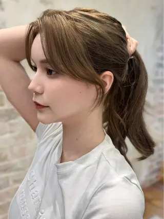 セミロング 韓国くびれヘア 顔まわり新宿/さやかのヘアスタイル