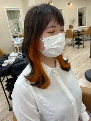 セミロング カラー パーマ KAKKY/ショート レイヤー/千種/池下のヘアスタイル