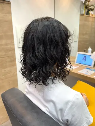 ミディアム パーマ 縮毛矯正/エクステ /艶カラー/ヘアメのヘアスタイル