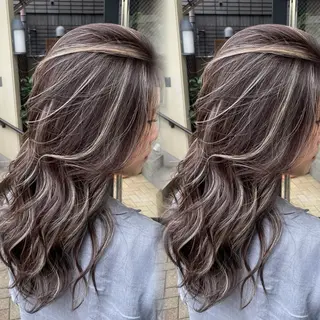 ロング カラー 表参道/ハイライト バレイヤージュのヘアスタイル