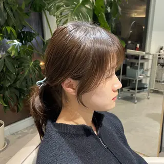 ミディアム 顔周りカット／透明感 カラー／Kurumeのヘアスタイル