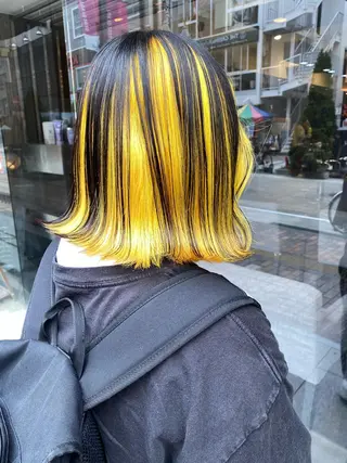 ミディアム カラー パーマ ヘアアレンジ メンズ キッズ ネイル mana 暖色カラーカットのヘアスタイル