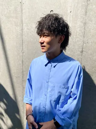 ミディアム パーマ メンズ 菊池大一 溝の口パーマのヘアスタイル