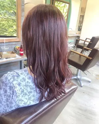 ミディアム カラー パーマ ヘアアレンジ ゆさこのか ダブルカラー／縮毛のヘアスタイル