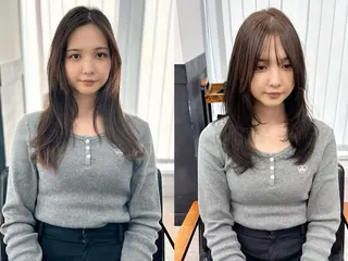 セミロング カラー パーマ ヘアアレンジ メンズ キッズ 骨格レイヤーカット 🌿美髪縮毛矯正のヘアスタイル