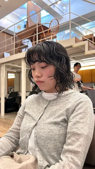 ミディアム カラー パーマ 🌿ボブ パーマ高橋啓太🌿のヘアスタイル