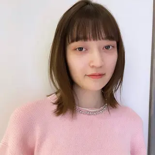 セミロング カラー ボブパーマ 🌷ヨシカワハナコのヘアスタイル
