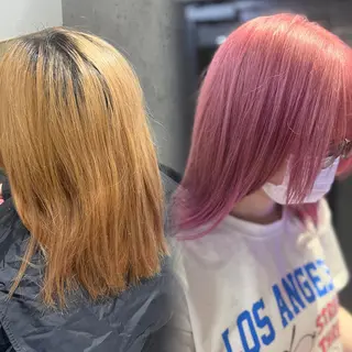 セミロング カラー 岡山ハイトーン・ ルーツカラー/こもものヘアスタイル