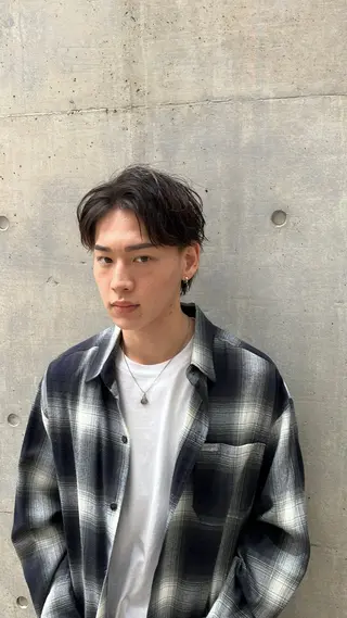 ショート カラー ✂️メンズ センターパート✨陽気のヘアスタイル