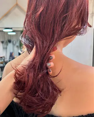 セミロング カラー じゅわっと暖色カラー 🍊Moemiのヘアスタイル