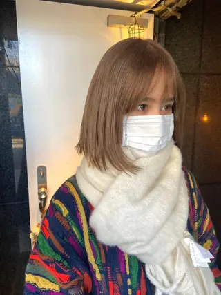 ミディアム カラー ショート/ウルフ ハイトーン/カイセイのヘアスタイル