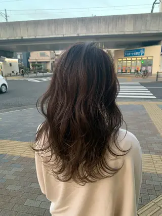 セミロング カラー 菊地 旬のヘアスタイル