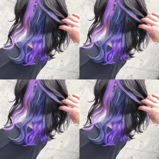 ミディアム カラー ヘアアレンジ TAKUMAブリーチ /切りっぱなし🪽のヘアスタイル